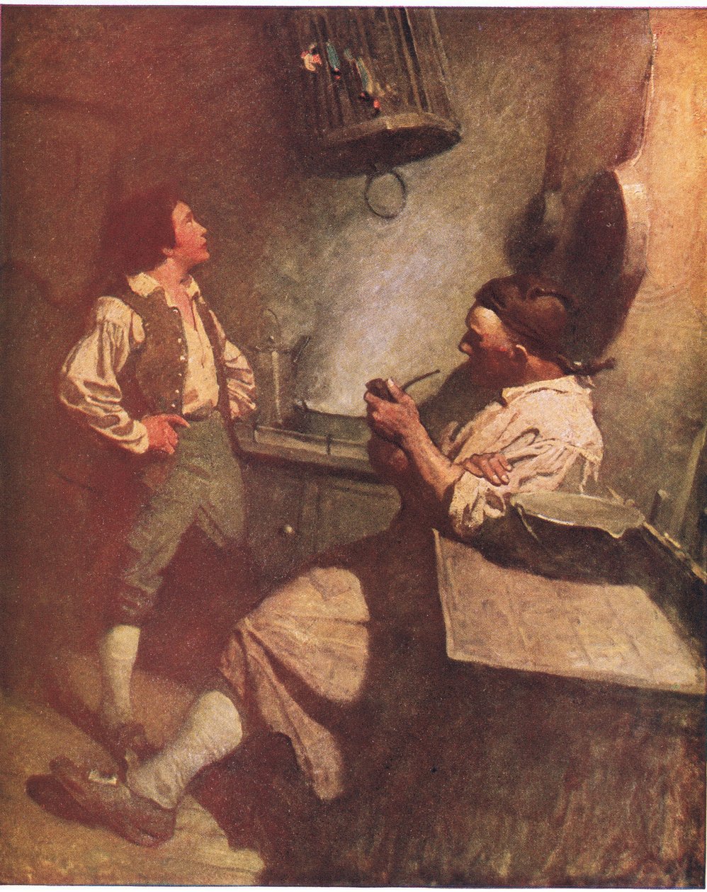 Long John Silver ja Hawkins: Minulle hän oli kiltti ja aina iloinen nähdessään minut kaleerilla... tekijältä Newell Convers Wyeth