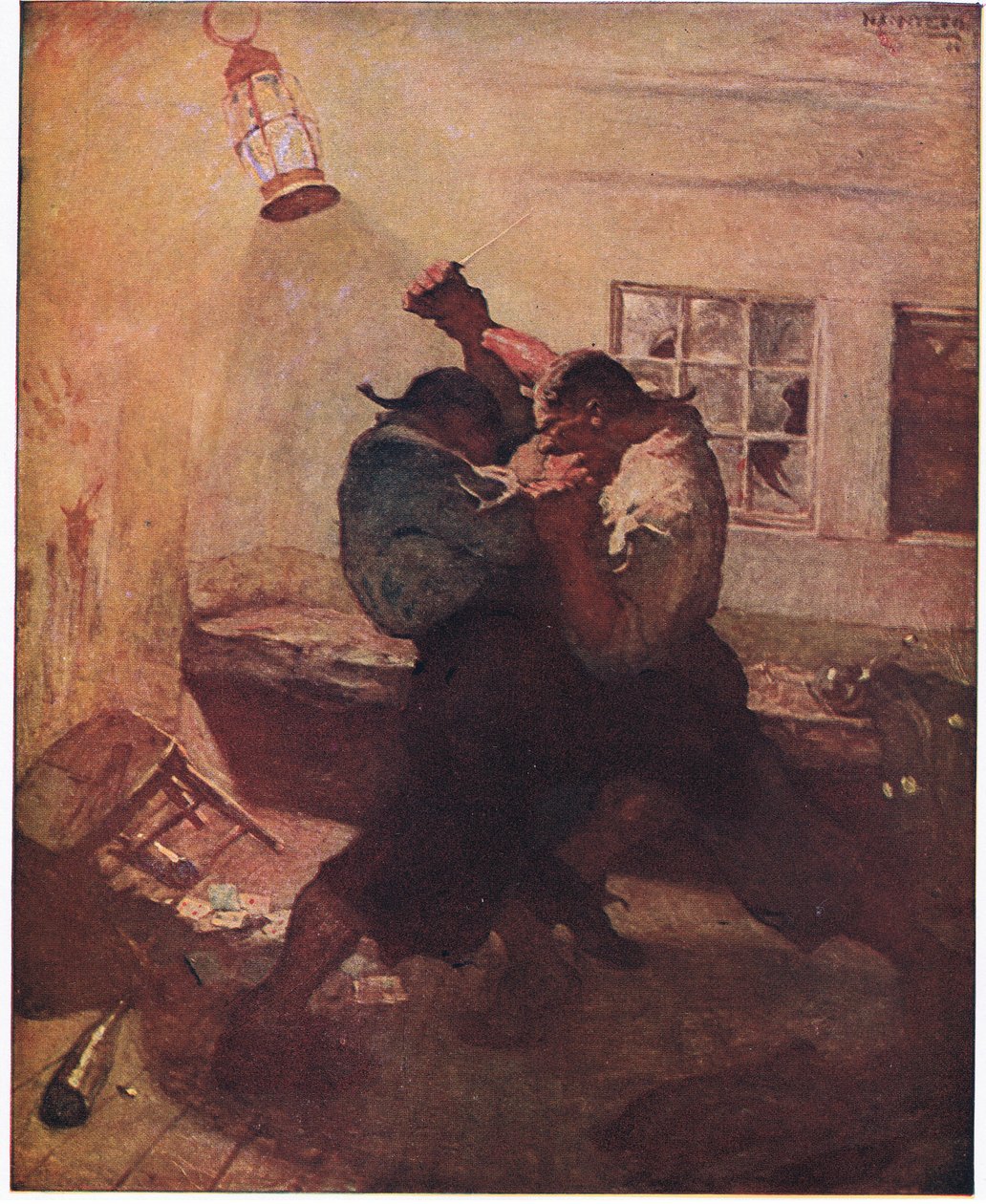 Taistelu luolassa: Se osoitti minulle Handsin ja hänen kumppaninsa lukittuina yhteen tappavaan painiin tekijältä Newell Convers Wyeth