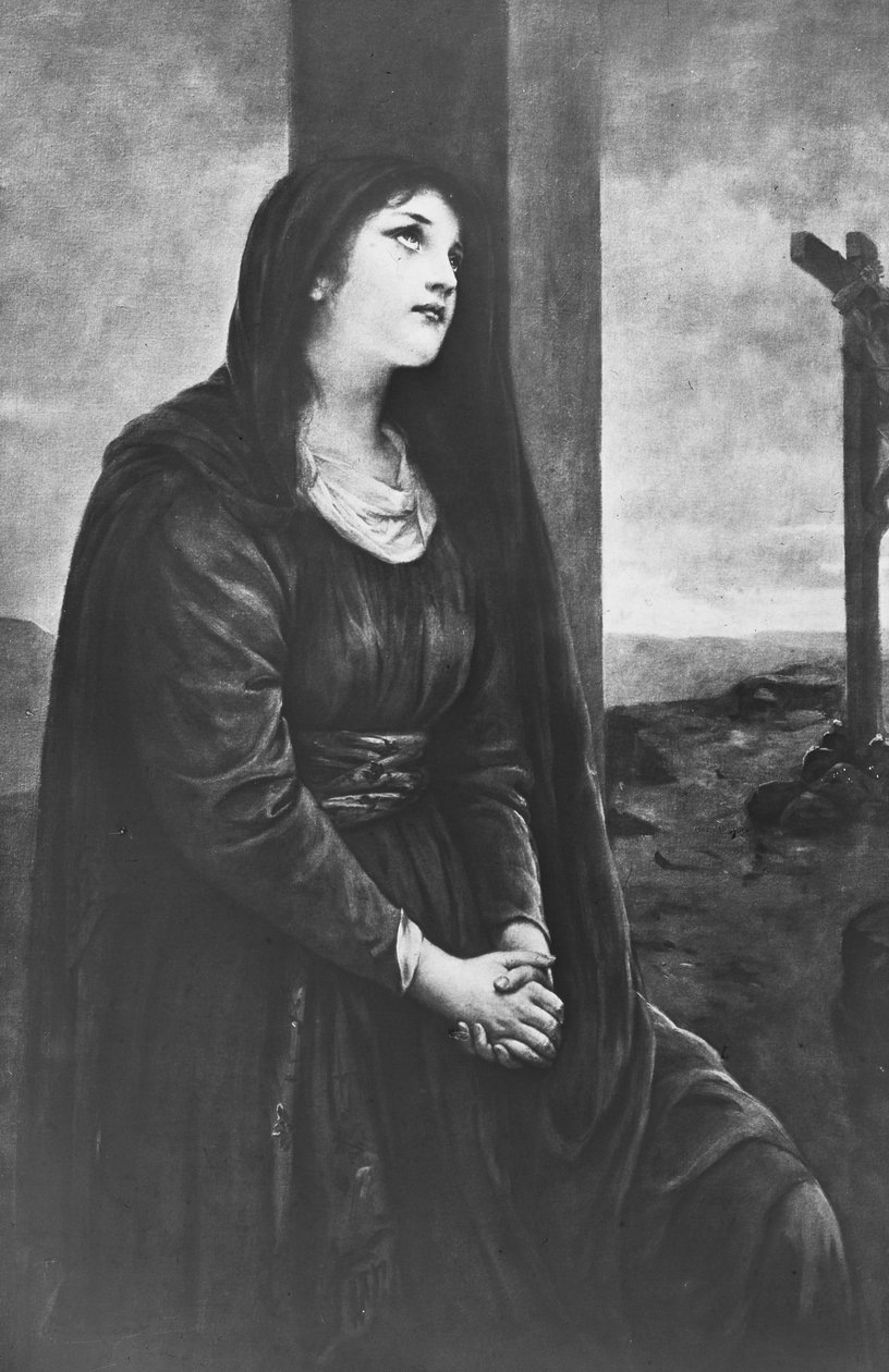 Maria Magdaleena istui ristin alla, 1800-luvun lopulla tai 1900-luvun alussa tekijältä Newton and Co