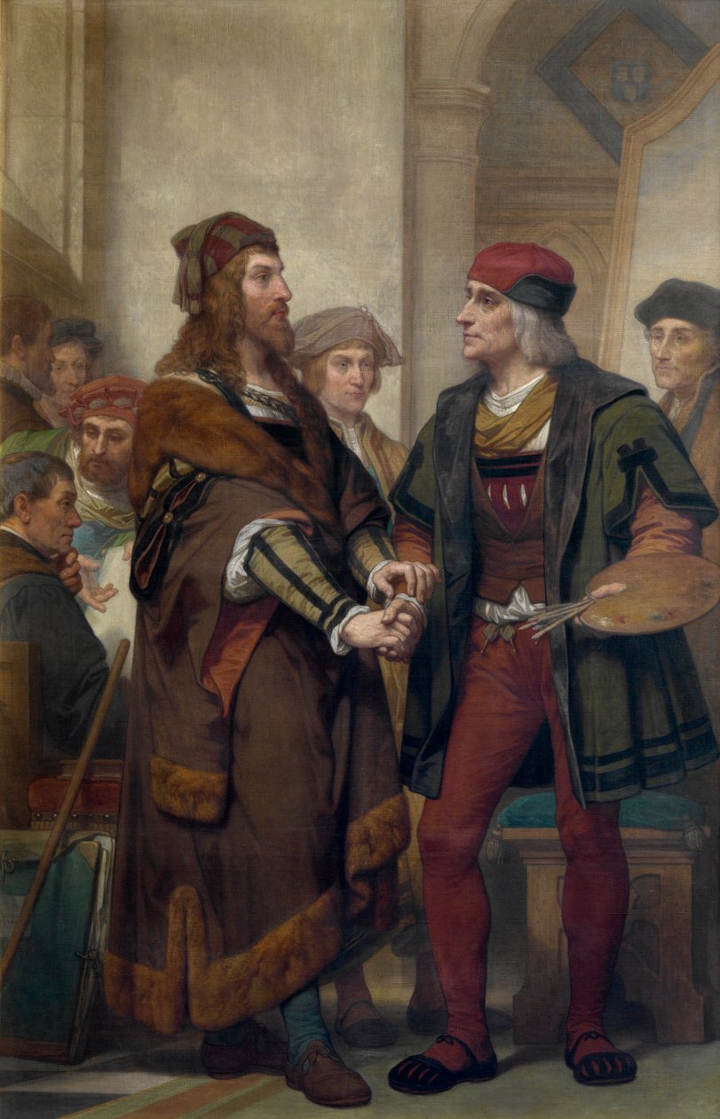 Albrecht Dürer vierailee Quinten Massijsissa (öljy kankaalle) tekijältä Nicaise de Keyser