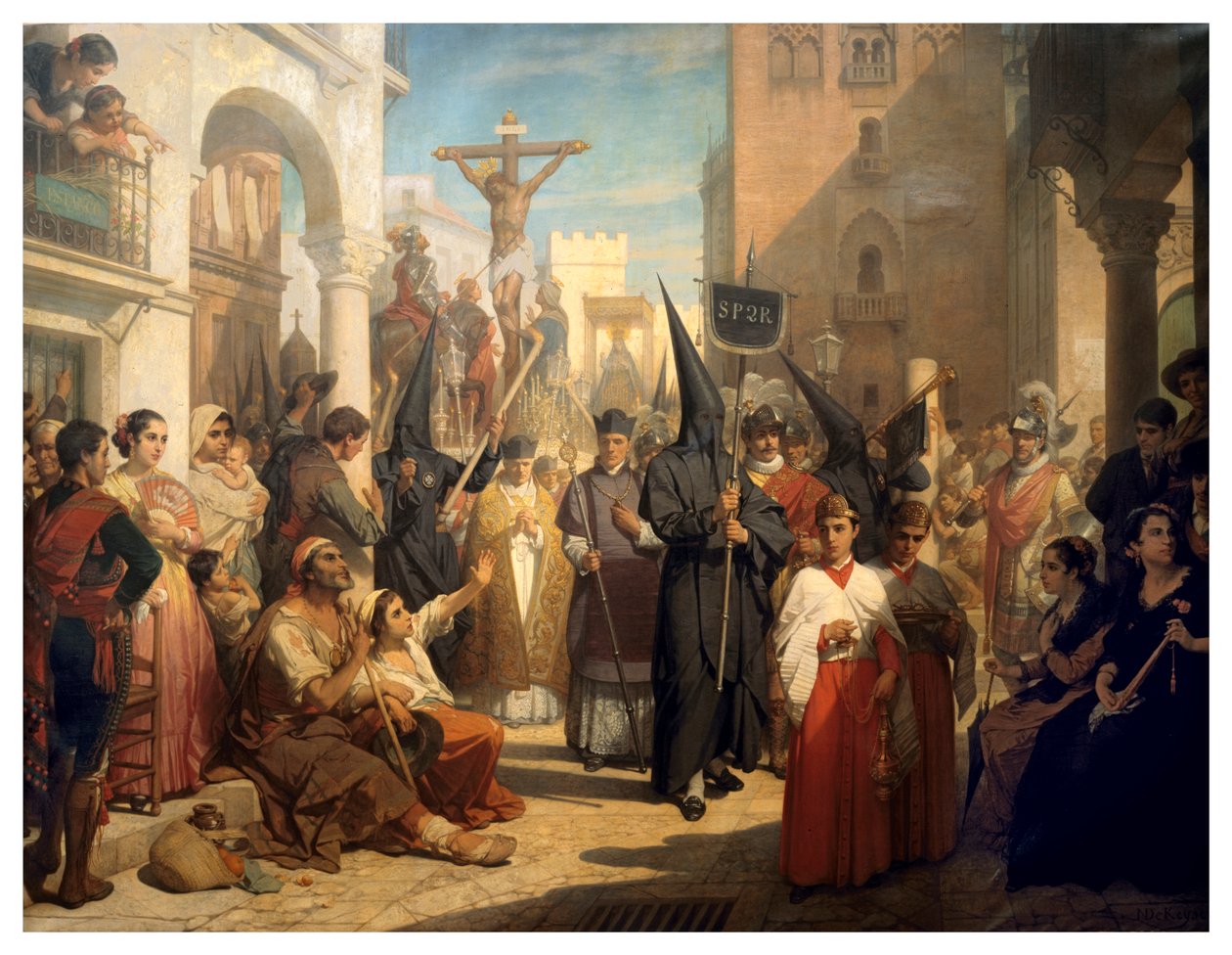 Pitkäperjantain kulkue Sevillassa (öljy kankaalle) tekijältä Nicaise de Keyser
