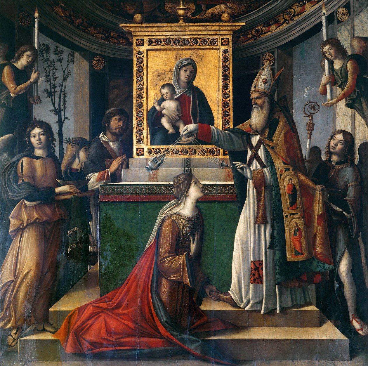 Pyhä Johannes Evankelista ilmestyy keisarinna Galla Placidialle, noin 1490-1510. tekijältä Niccolò Rondinelli