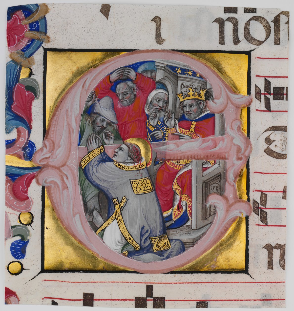 Käsikirjoituksen valaistus Pyhän Tapanin marttyyrikuolemalla alkuvaiheessa..., c1394-1402. tekijältä Niccolò di Giacomo da Bologna