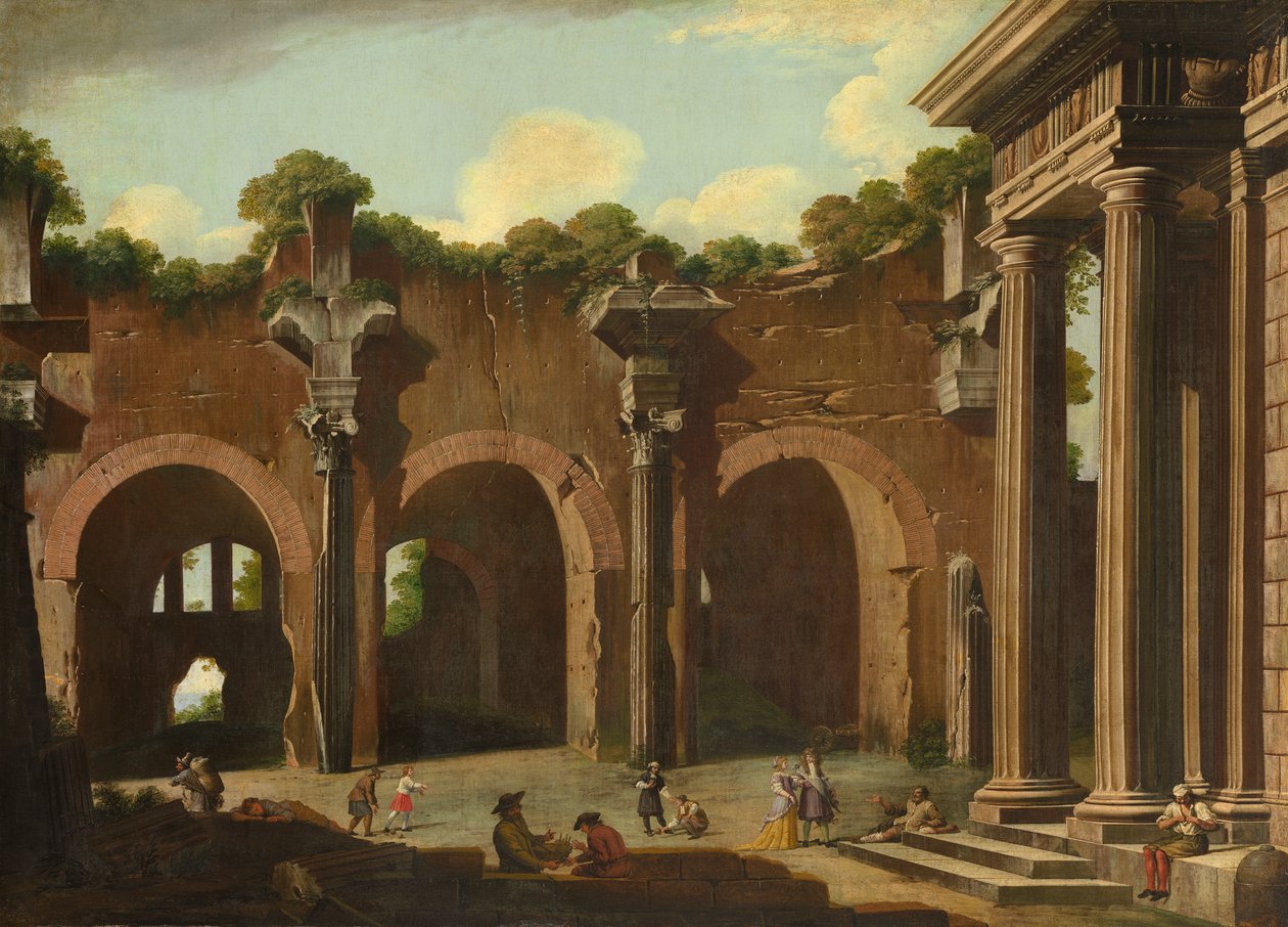 Konstantinuksen basilika doorisella pylväikköllä, 1685-1690 tekijältä Niccolo Codazzi