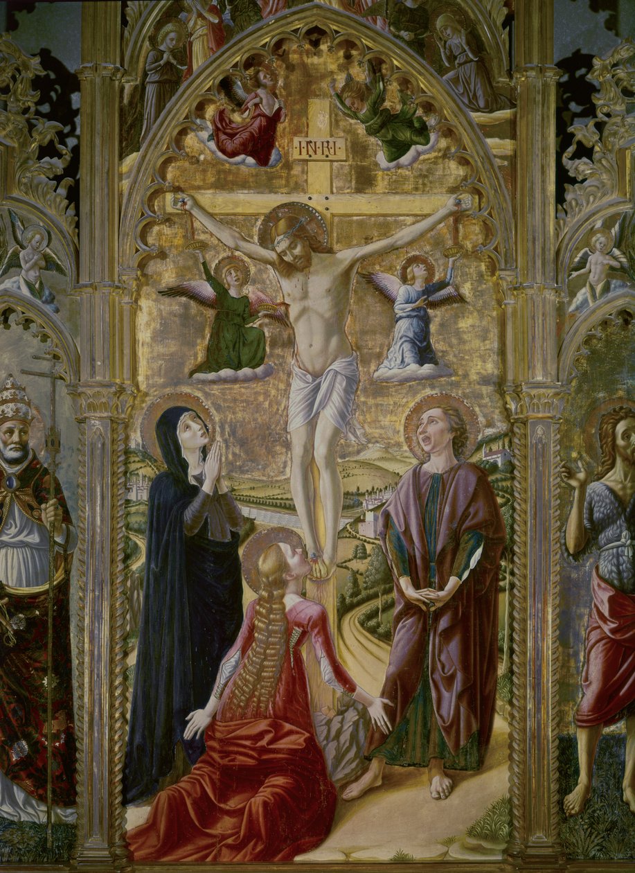 Ristiinnaulitseminen. 1480. (tempera ja kulta paneelille) tekijältä Niccolo Alunno