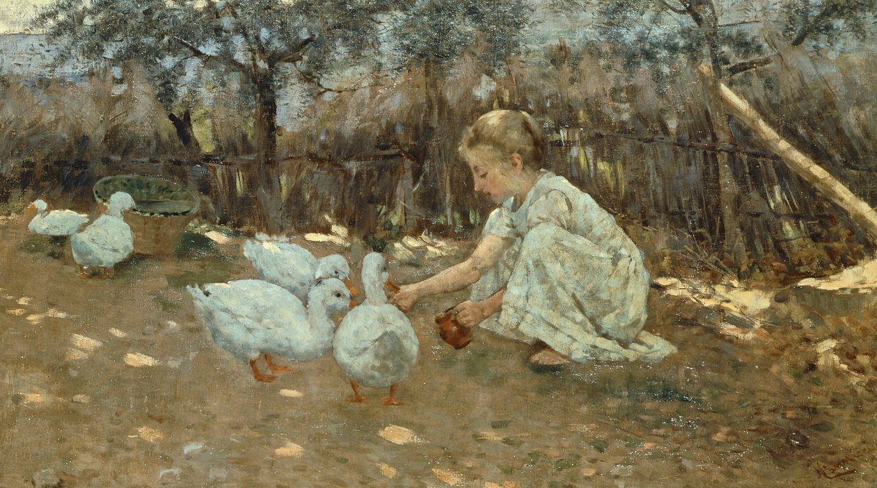 Niccolo Canniccin (1846-1906) pieni hanhilauma, noin 1892, öljy kankaalle, 40,5x70,5 cm. tekijältä Niccolo Cannicci