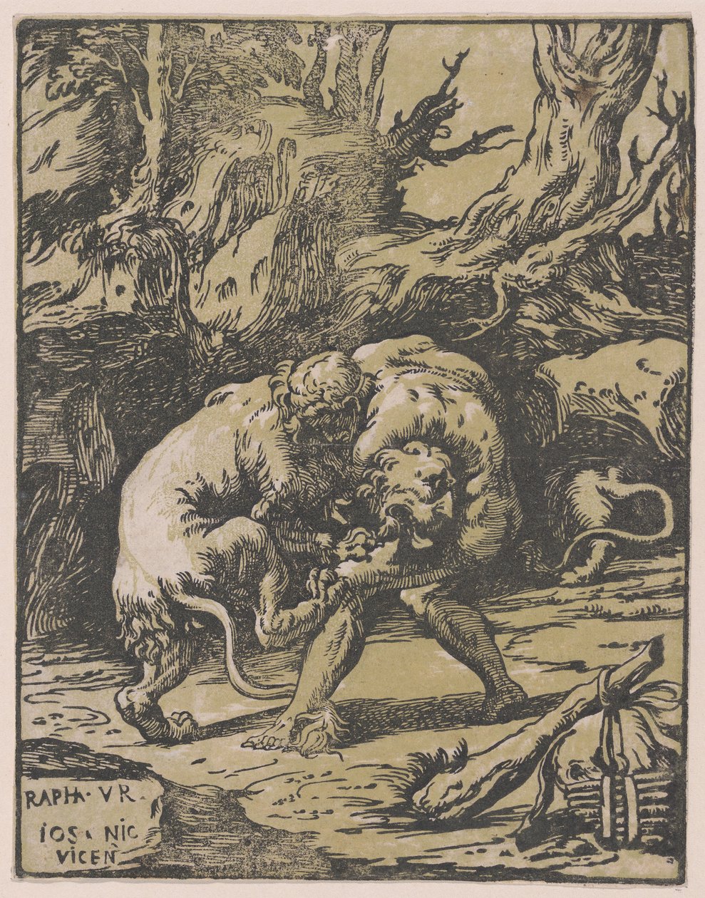 Herkules ja Nemean leijona, 1540-50, 1540-50. tekijältä Niccolo Vicentino