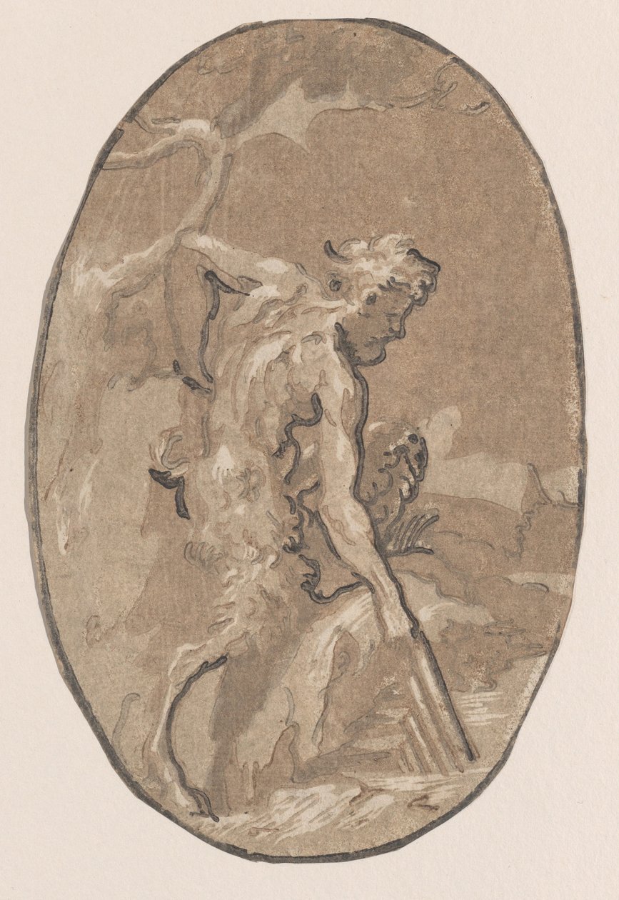 Marsyas vetää Syrinxiä joesta, n. 1540-50, n. 1540-50. tekijältä Niccolo Vicentino