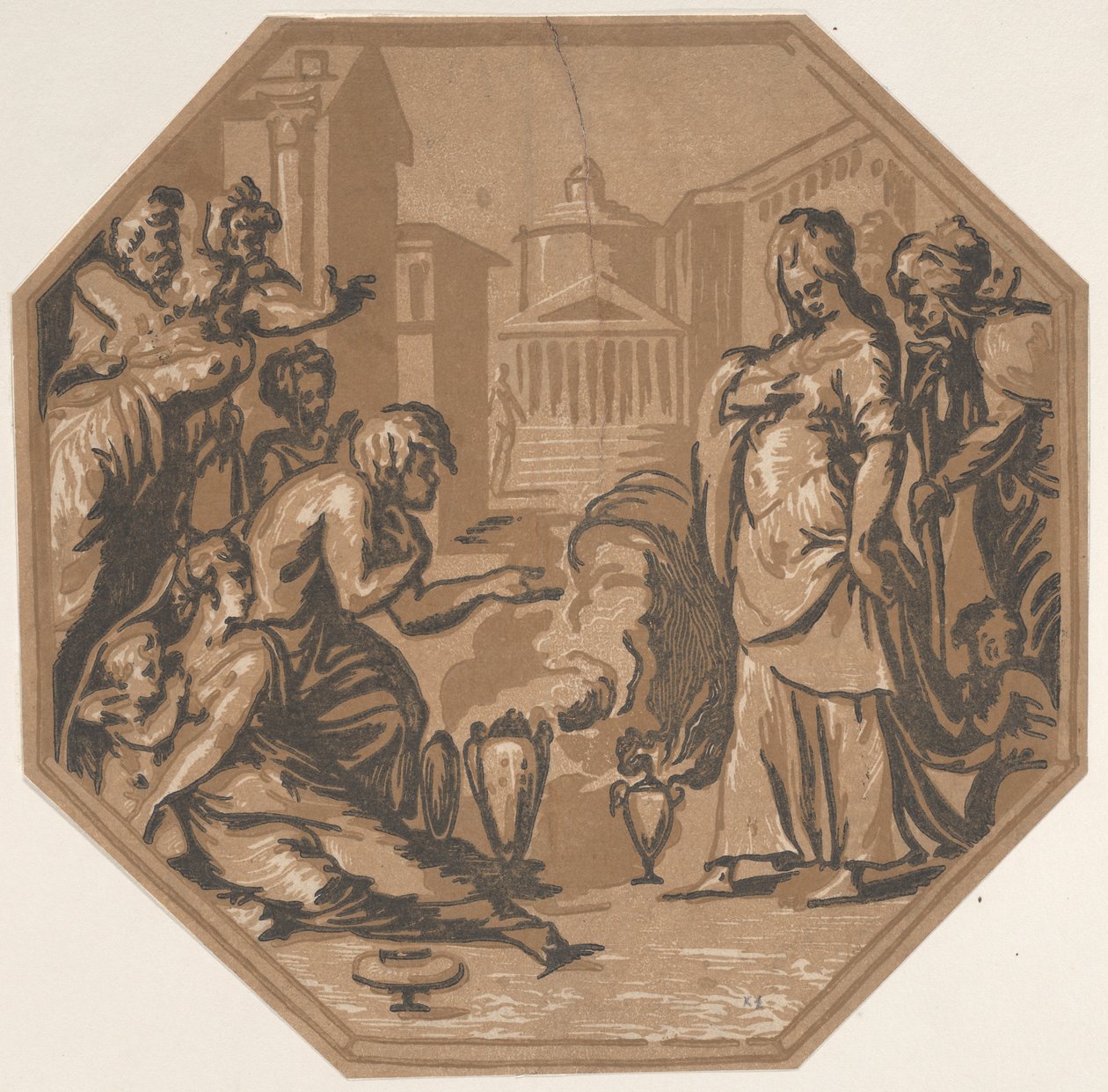 Ihmisiä kunnioittamassa Psychen kauneutta, n. 1540-50, n. 1540-50. tekijältä Niccolo Vicentino