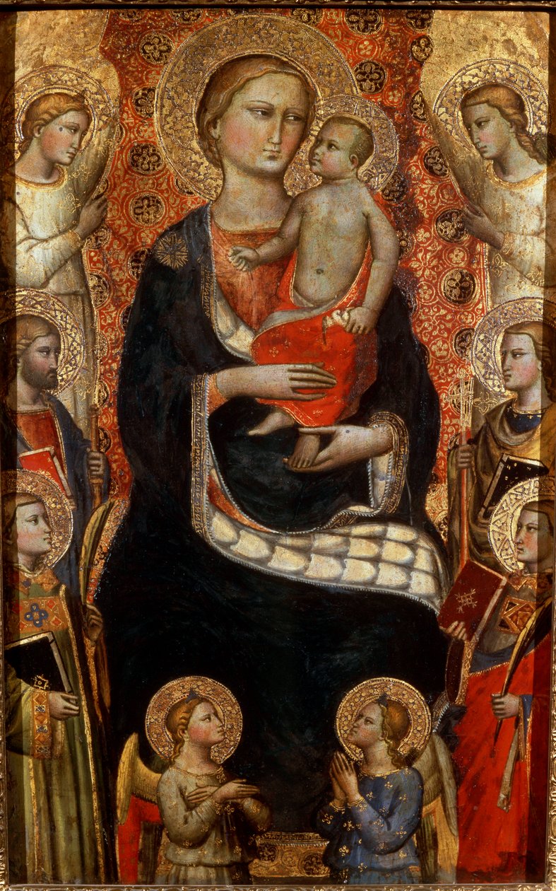 "Madonna lapsen, pyhien ja enkelien kanssa", 1300-luvun loppu tai 1400-luvun alku tekijältä Niccolo di Pietro Gerini