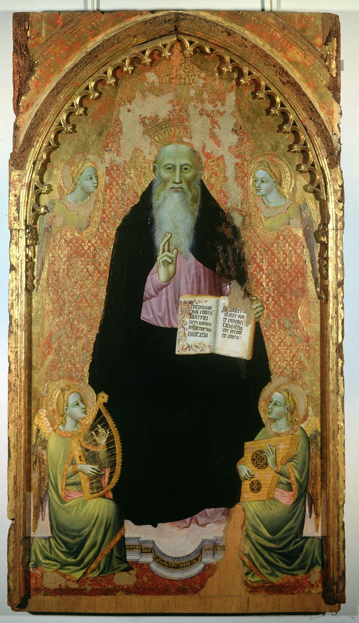 Pyhän Antoniuksen apotti pitelemässä antoniittien kirjaa, 1371. tekijältä Niccolo di Tommaso