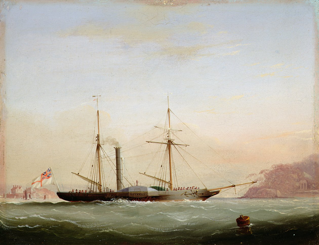 Mela höyrylaiva Plymouth Soundissa Mount Edgecomben edustalla, 1841 tekijältä Nicholas Matthews Condy