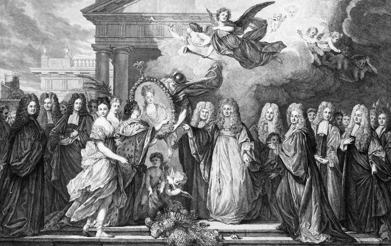 Louis de Bourgognen häät Savoylaisen Marie Adelaiden kanssa, kaiverrus Denis Nee, n. 1770 tekijältä Nicolas de Largillière