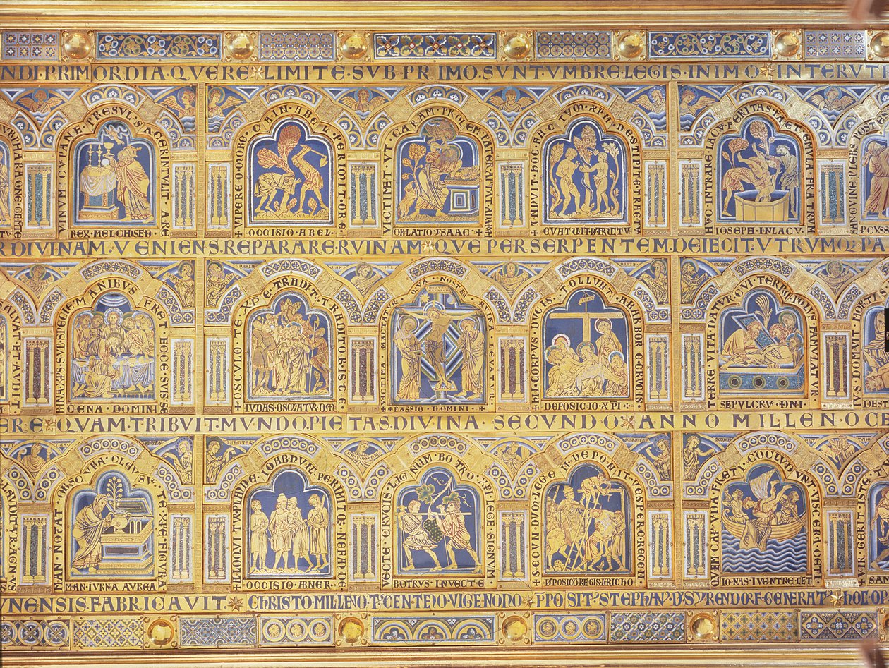 Verdunin alttari, joka kuvaa raamatullisia kohtauksia, 1181 (sampleve-emalointi) (keskipaneelin keskiosa) (muut paneelit, katso 146819-822) tekijältä Nicholas of Verdun
