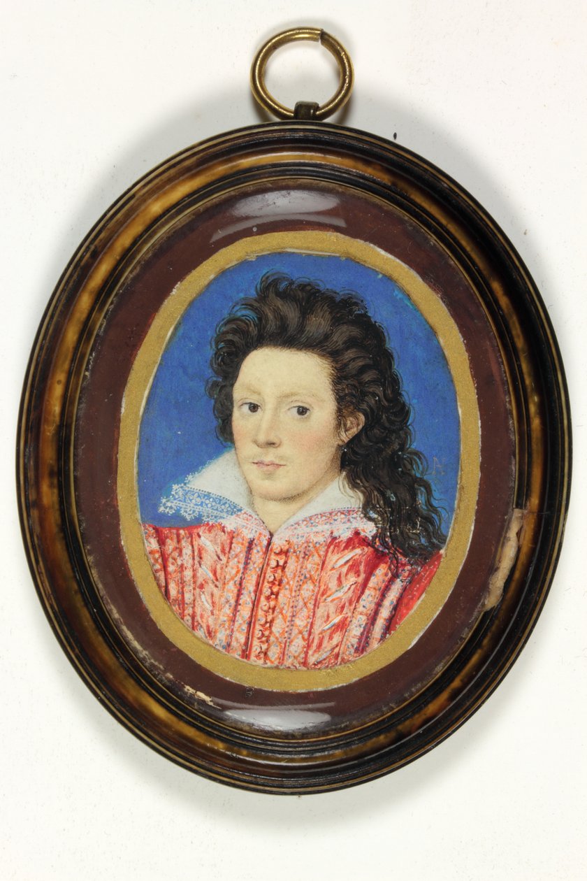 Herrasmies nimeltä John Harington, Extonin 2. lordi Harington (akvarelli vellum) tekijältä Nicholas (attr.to) Hilliard