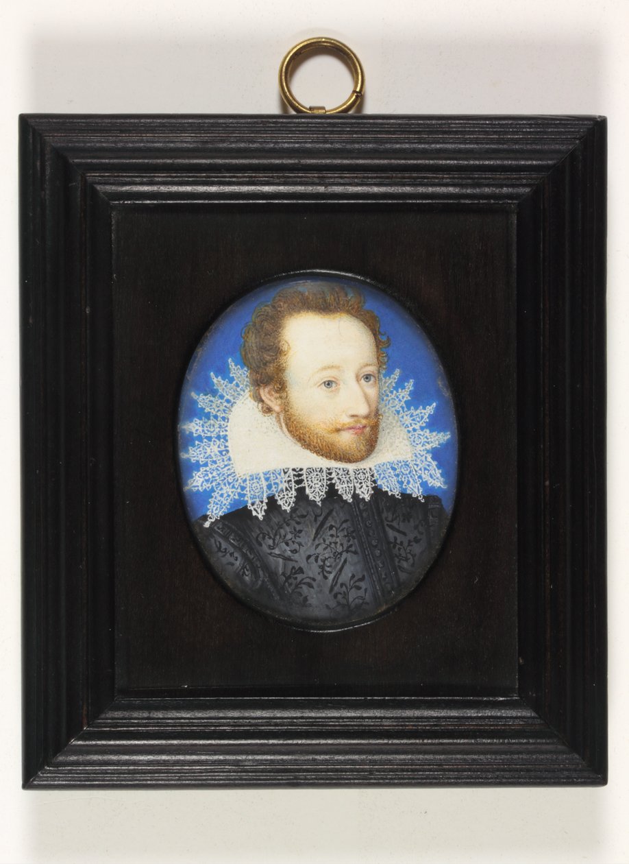 Herrasmies nimeltä Earl of Essex (vesiväri norsunluun) tekijältä Nicholas (school of) Hilliard