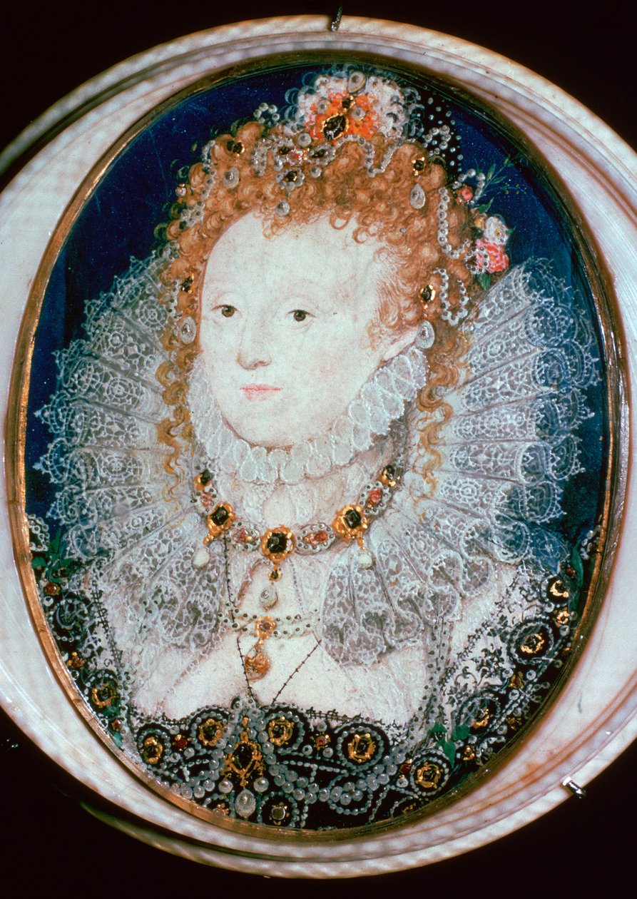Pienoismuotokuva kuningatar Elisabet I:stä 1500-luvulta tekijältä Nicholas Hilliard