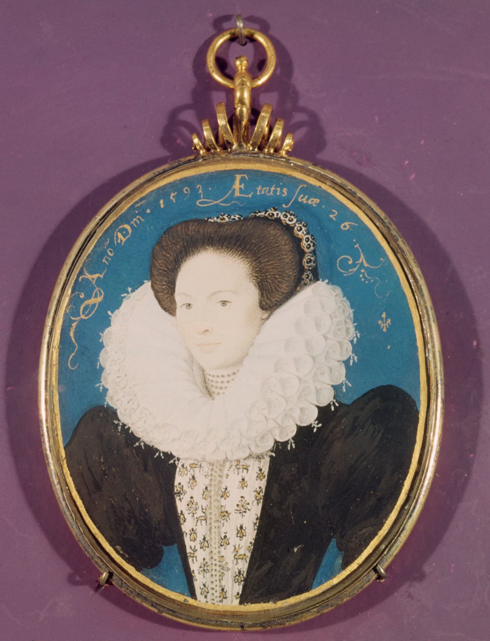 Rouva Holland (nainen odottamassa Elisabet I:tä), 26, 1593 (akvarelli vellum) tekijältä Nicholas Hilliard