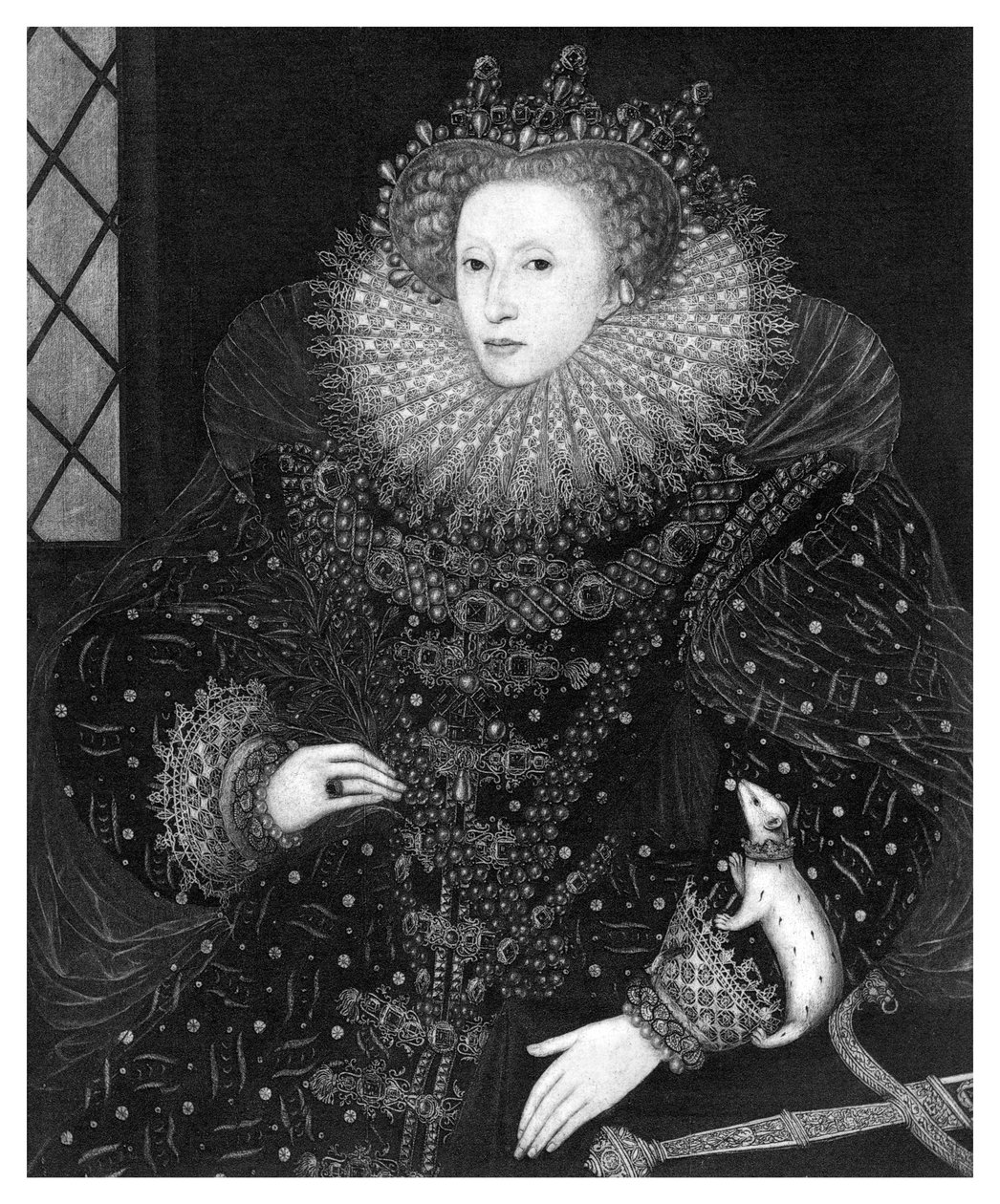 Kuningatar Elisabet, Ermine muotokuva, 1585, 1896. tekijältä Nicholas Hilliard