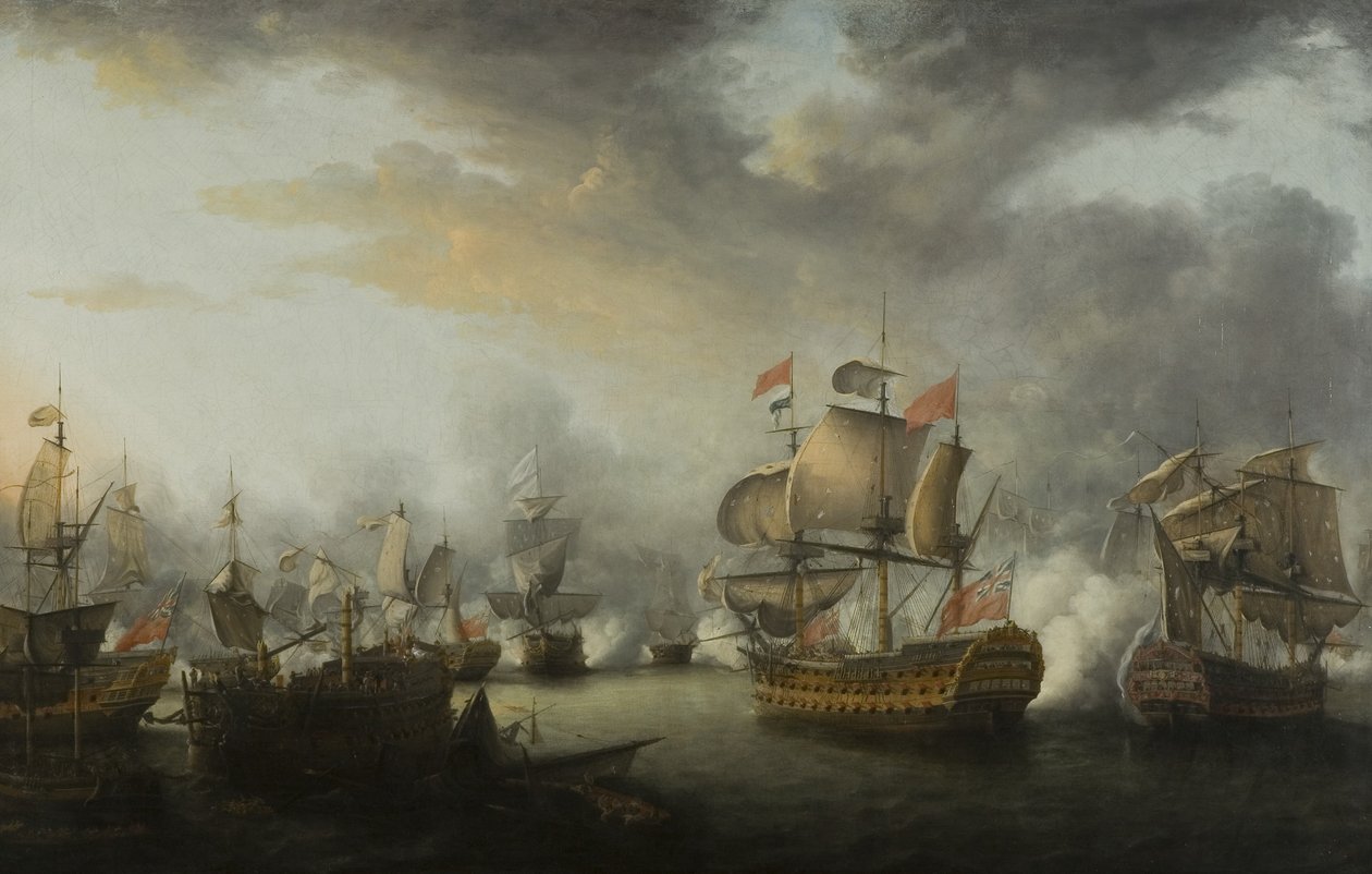 Pyhien taistelun päättyminen, n. 1782 (öljy kankaalle) tekijältä Nicholas Pocock