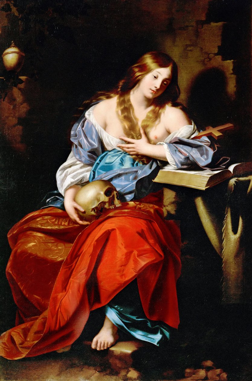 Marie Madeleine - Maria Magdaleena, kirjoittanut Renieri (Regnier), Niccolo (n. 1590-1667). Öljy kankaalle, c. 1655. Mitat : 185x123,5 cm. Taidehistoriallinen museo, Vienne tekijältä Nicholas Renieri