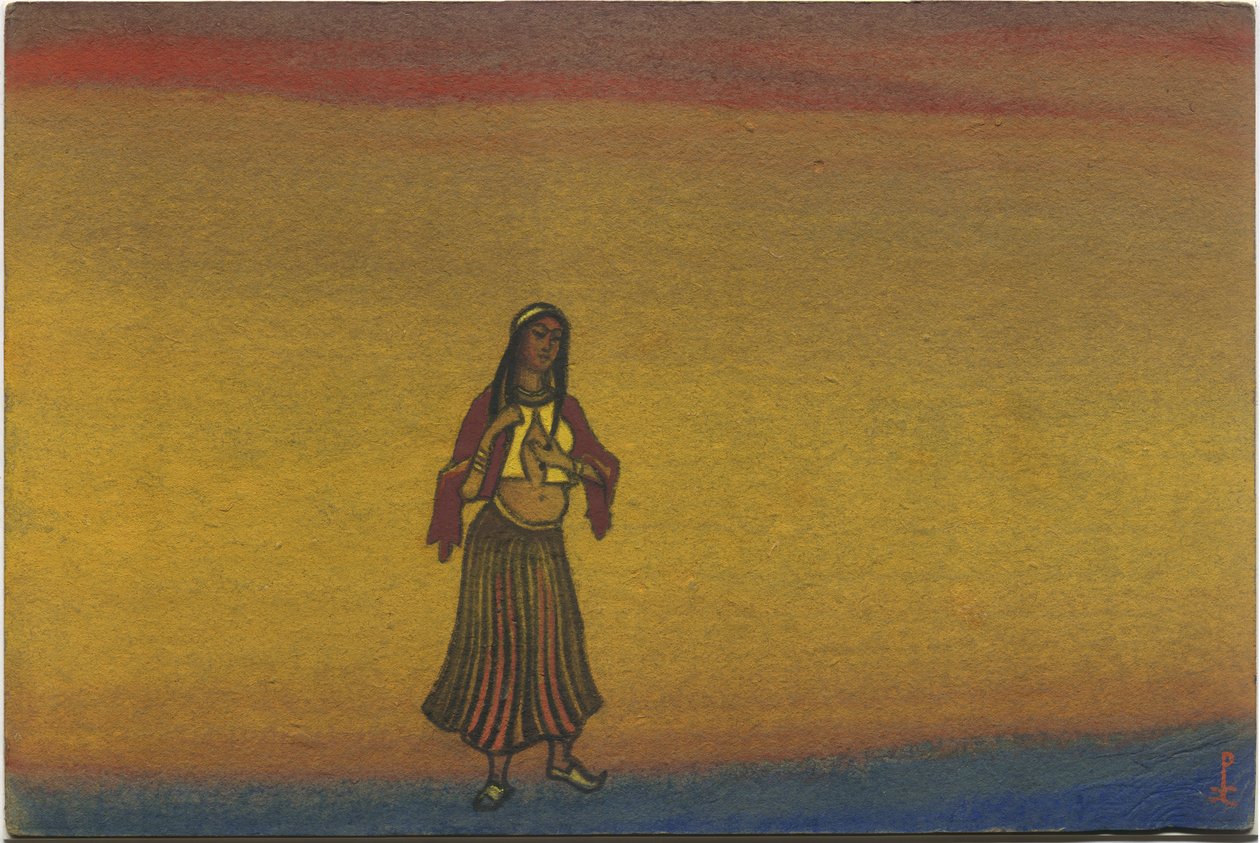 Vankeudessa oleva tyttö, pukusuunnittelu Borodinin oopperaan "Prinssi Igor", "Polovtsian Dances" 1943 tekijältä Nicholas Roerich