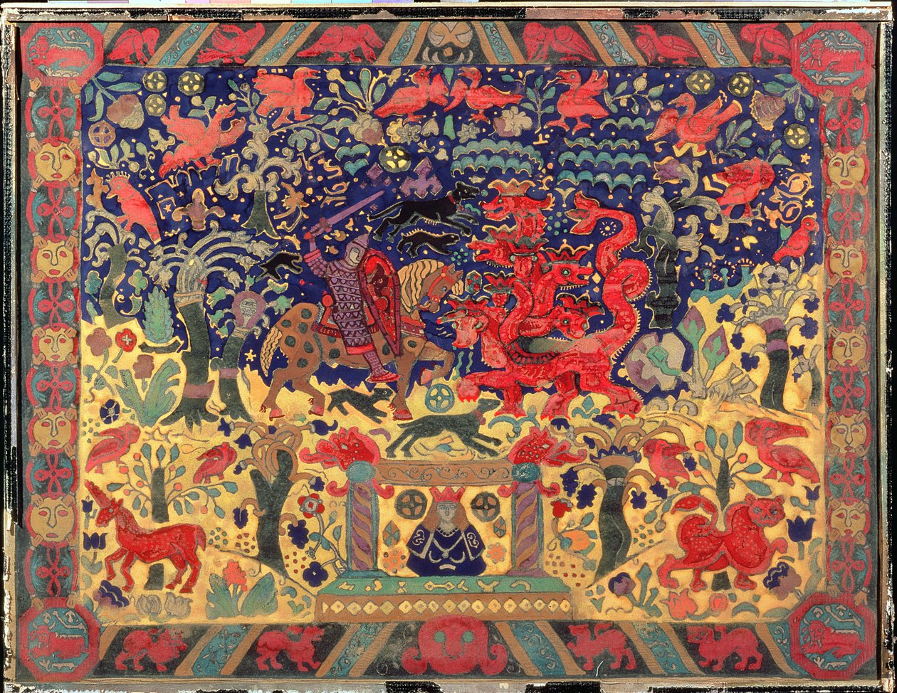 Taistelu lohikäärmeen kanssa, 1912 tekijältä Nicholas Roerich