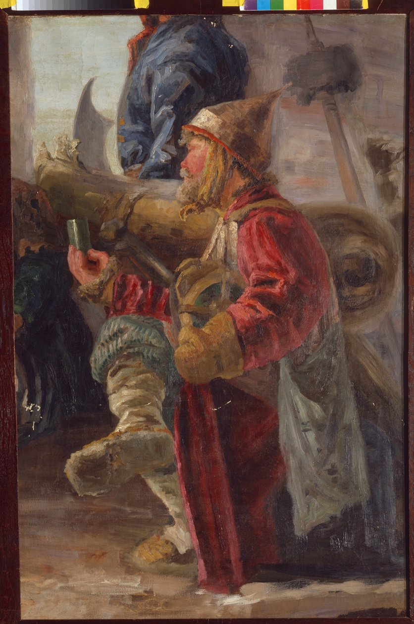 Venäläinen ampuja vaikeuksien aikana (1598-1613). Nicolas (Nicholas) Roerichin (1874-1947) maalaus, tempera kankaalle tekijältä Nicholas Roerich