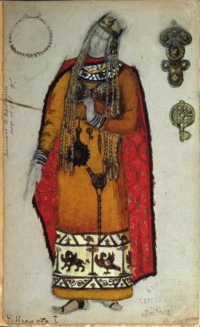 Pukusuunnittelu Wagnerin "Tristan ja Isolde" -kappaleeseen, 1912 tekijältä Nicholas Roerich