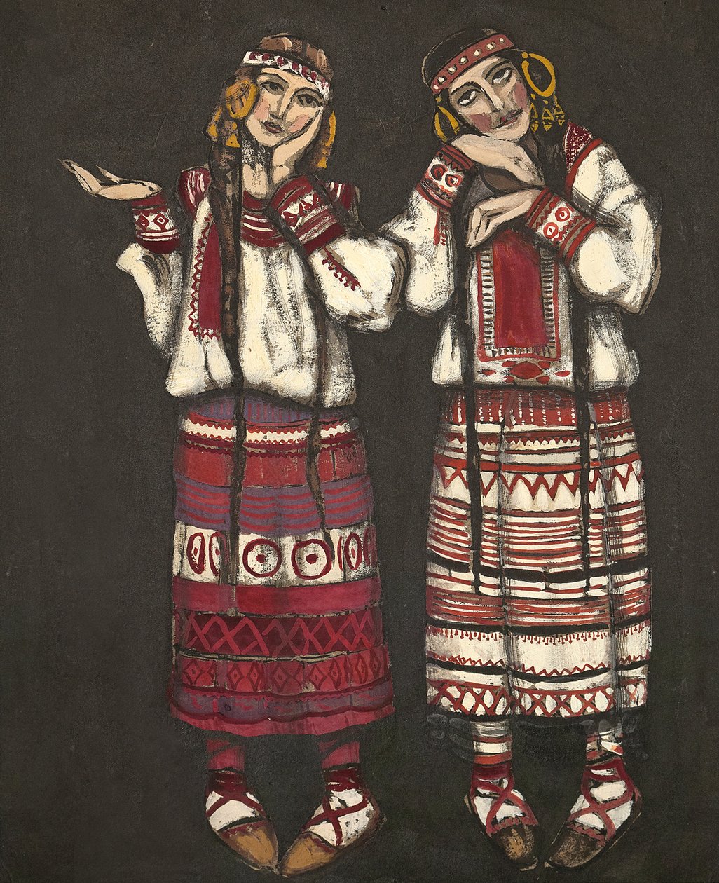 Pukusuunnittelu I. Stravinskin balettiin The Rite of Spring Le Sacre du Printemps, 1930 tekijältä Nikolai Konstantinowitsch Roerich