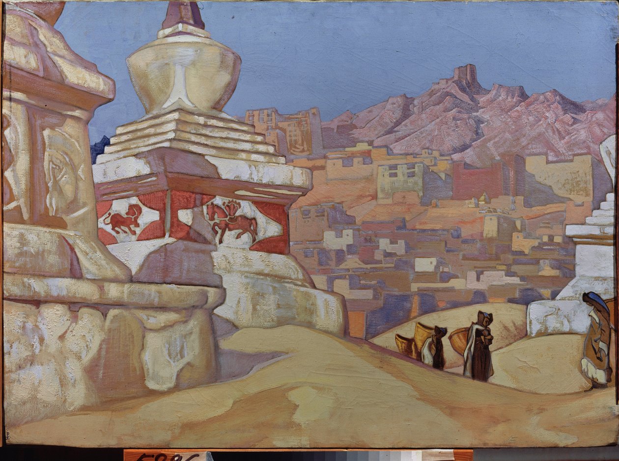 Courier of Good Fortune (Maitreya-sviitistä). Tiibetin buddhalaisuus. Nicholas Roerichin (1874-1947) työ, tempera pahville tekijältä Nicholas Roerich