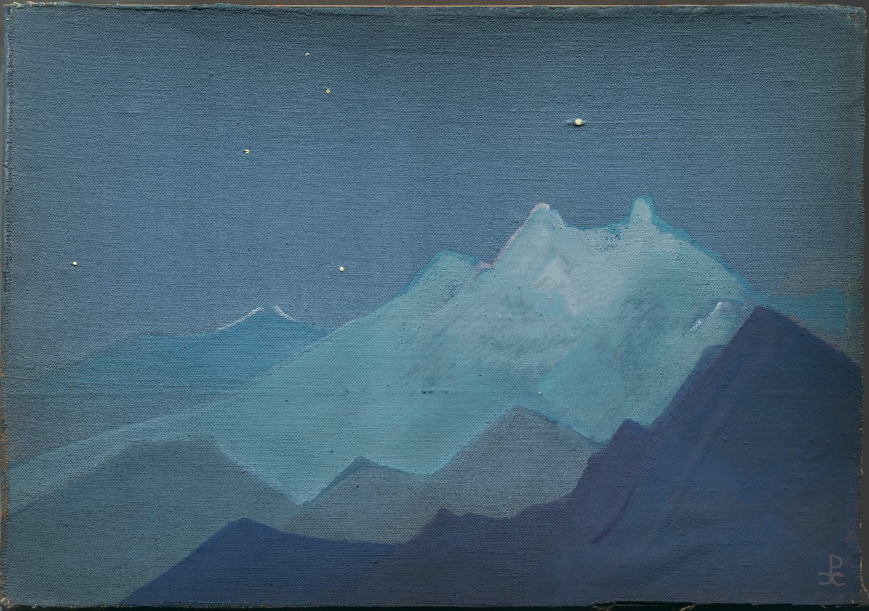 Himalaja, Kuutamoiset vuoret, luonnos, 1933 tekijältä Nicholas Roerich