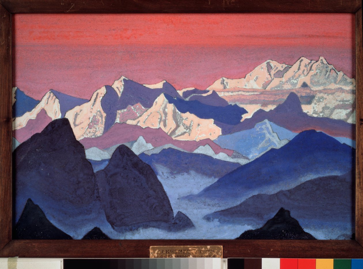 Kangchenjunga. Himalaja (Tiibet). Nicolas (Nicholas) Roerichin (1874-1947) maalaus, tempera kankaalle tekijältä Nicholas Roerich