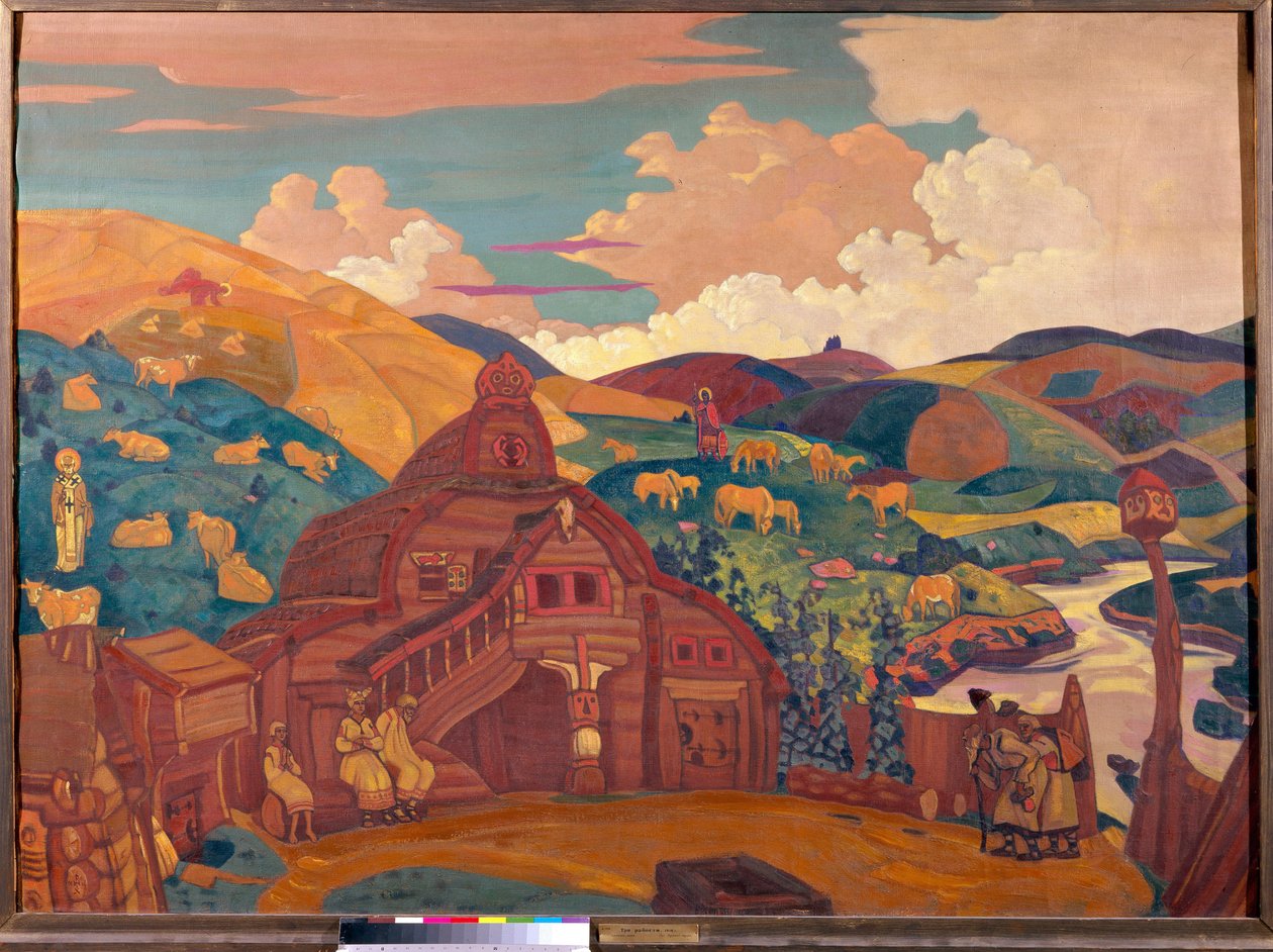 Kolme iloa. Nicolas (Nicholas) Roerichin (1874-1947) maalaus, tempera kankaalle tekijältä Nicholas Roerich