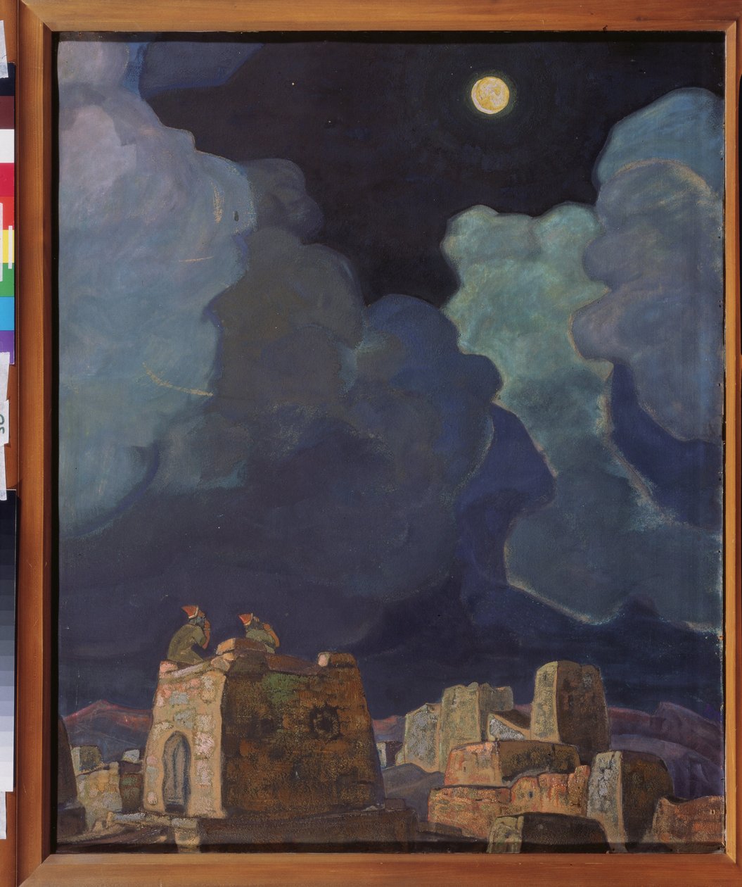 Macheski (Valko-Venäjä). Kuun ihmiset. Nicholas Roerichin (1874-1947) työ, tempera ja öljy pahville tekijältä Nicholas Roerich