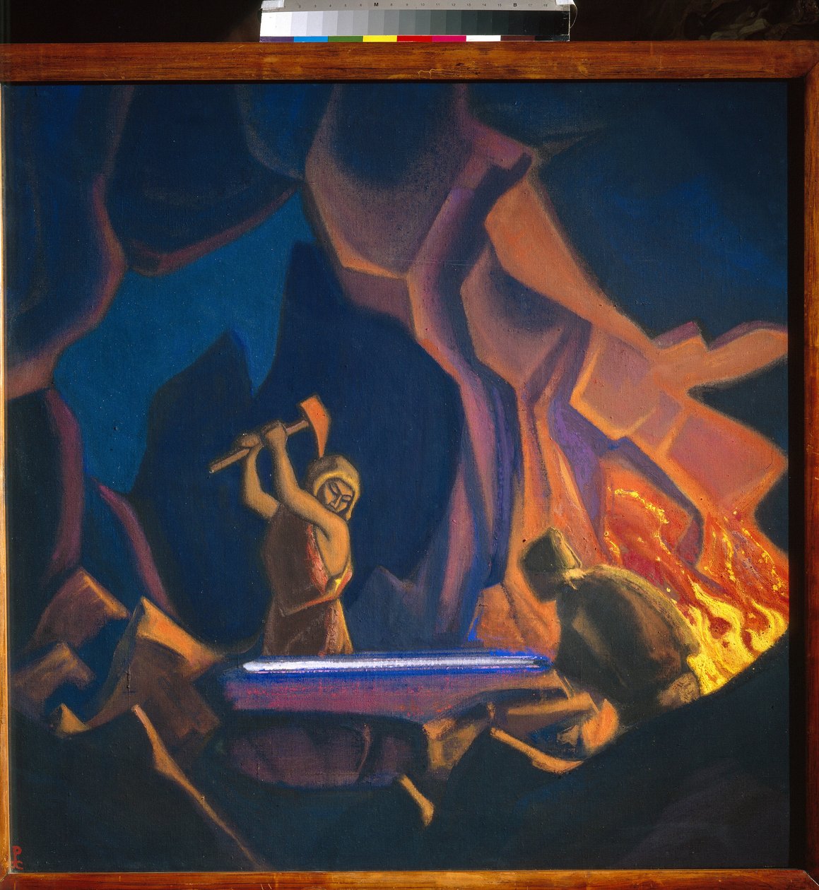 Nibelungen. Tako miekka. (Jakso saksalaisesta mytologiasta). Nicolas (Nicholas) Roerichin (1874-1947) työ, tempera kankaalle tekijältä Nicholas Roerich