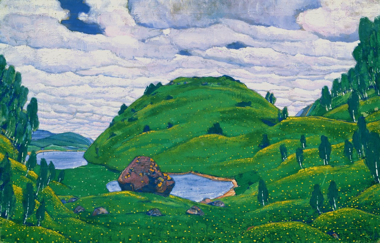 Luonnos Igor Stravinskyn "Kevään rituaalille". tekijältä Nicholas Roerich