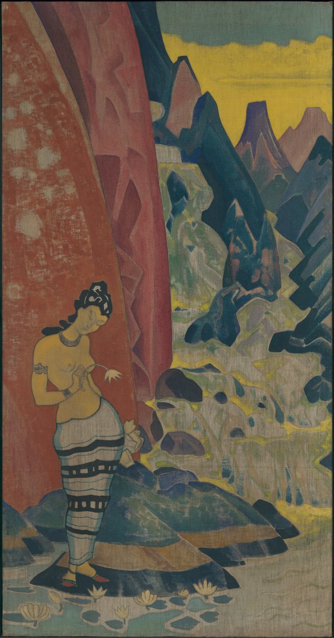 Song of the Waterfall, koristepaneeli, "Dreams of Wisdom" -sarja, 1920 tekijältä Nicholas Roerich