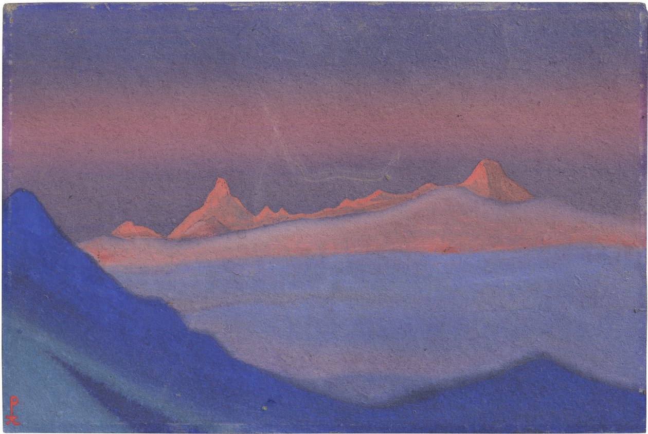 Tangla La par Roerich, Nicholas (1874-1947). Tempera kartongille, koko: 30,5x45,7 tekijältä Nicholas Roerich