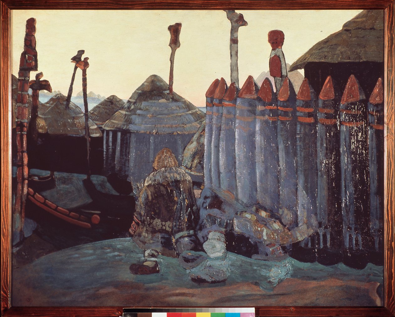 Pakanallinen kumpu. (Keskiaika, Ukraina). Nicolas (Nicholas) Roerichin (1874-1947) työ, tempera pahville tekijältä Nicholas Roerich