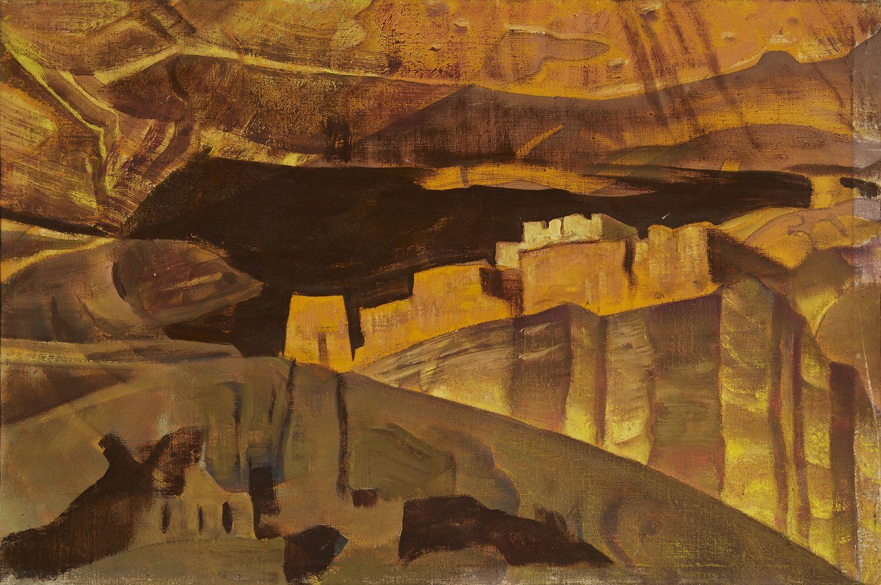 Valkoisen talon rauniot Canyon De Chellyssä, 1921 tekijältä Nicholas Roerich