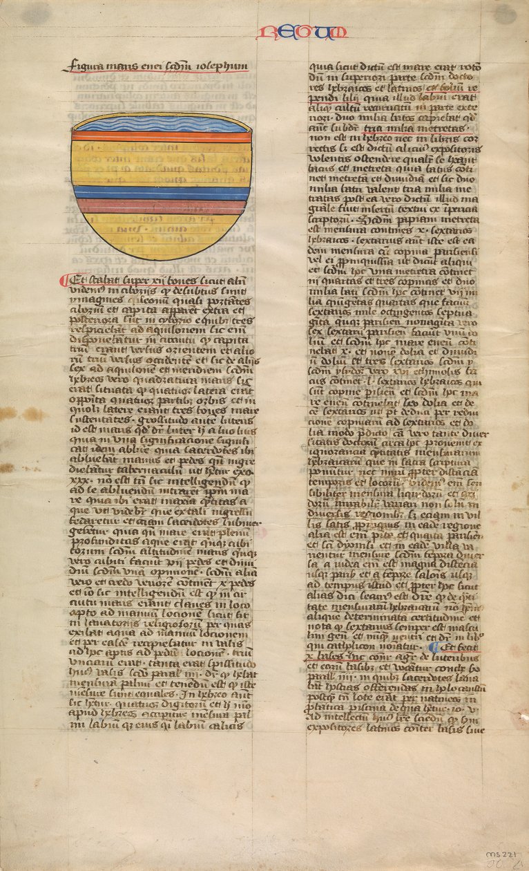 Brazen Sea, yksi kuudesta kuvitetusta lehdestä Postilla Litteralis..., n. 1360-1380. tekijältä Nicholas of Lyra