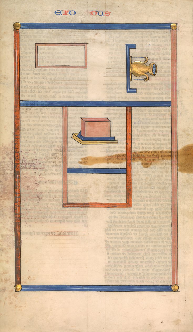 Tabernaakkelin pohjapiirros, yksi kuudesta kuvitetusta lehdestä Postillasta..., n. 1360-1380. tekijältä Nicholas of Lyra