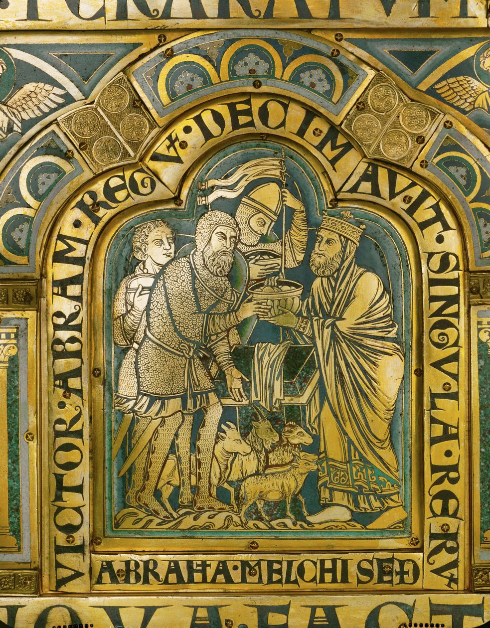 Abraham ja Melkisedek ... (emaloitu ja kullattu kupari) tekijältä Nicholas of Verdun