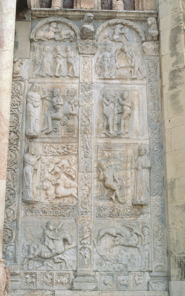 Reliefipaneelit, joissa on aiheita Genesiksen kirjasta, romaaninen, n. 1120-38. tekijältä Nicholaus