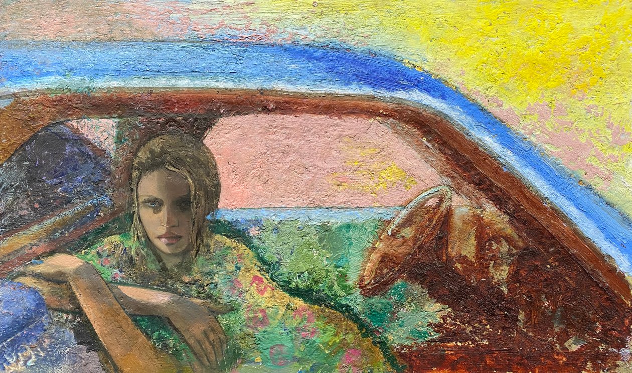 Convertible, 2020-23 (öljy kartongille) tekijältä Nick Williams