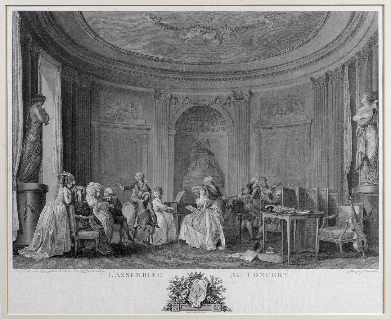 Assembly at the Concert, kaiverrus Francois Nicolas Barthelemy Dequevauviller (1745-1807) tekijältä Niclas II Lafrensen