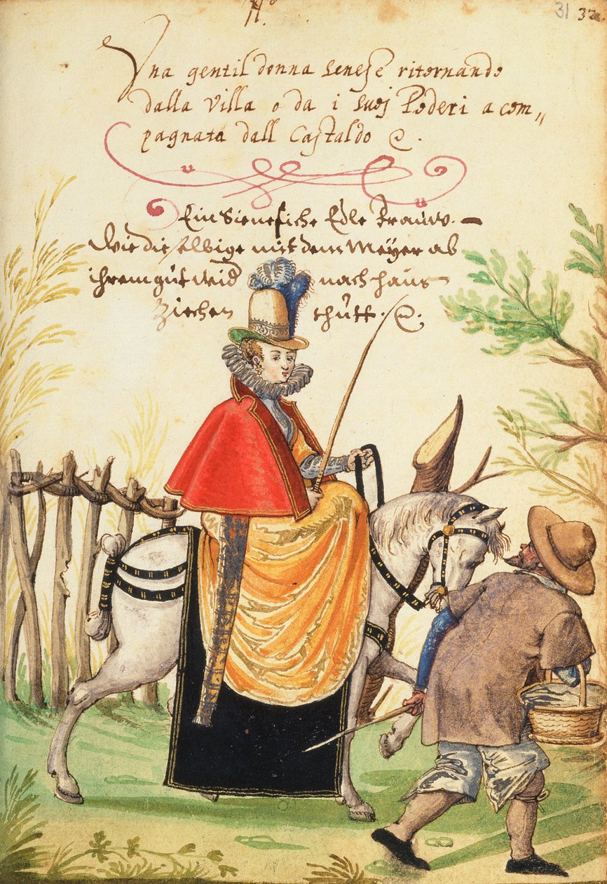 MS W.477 fol.31 Kuvitus Kippellin pukukirjasta, n. 1588 tekijältä Niclauss Kippell