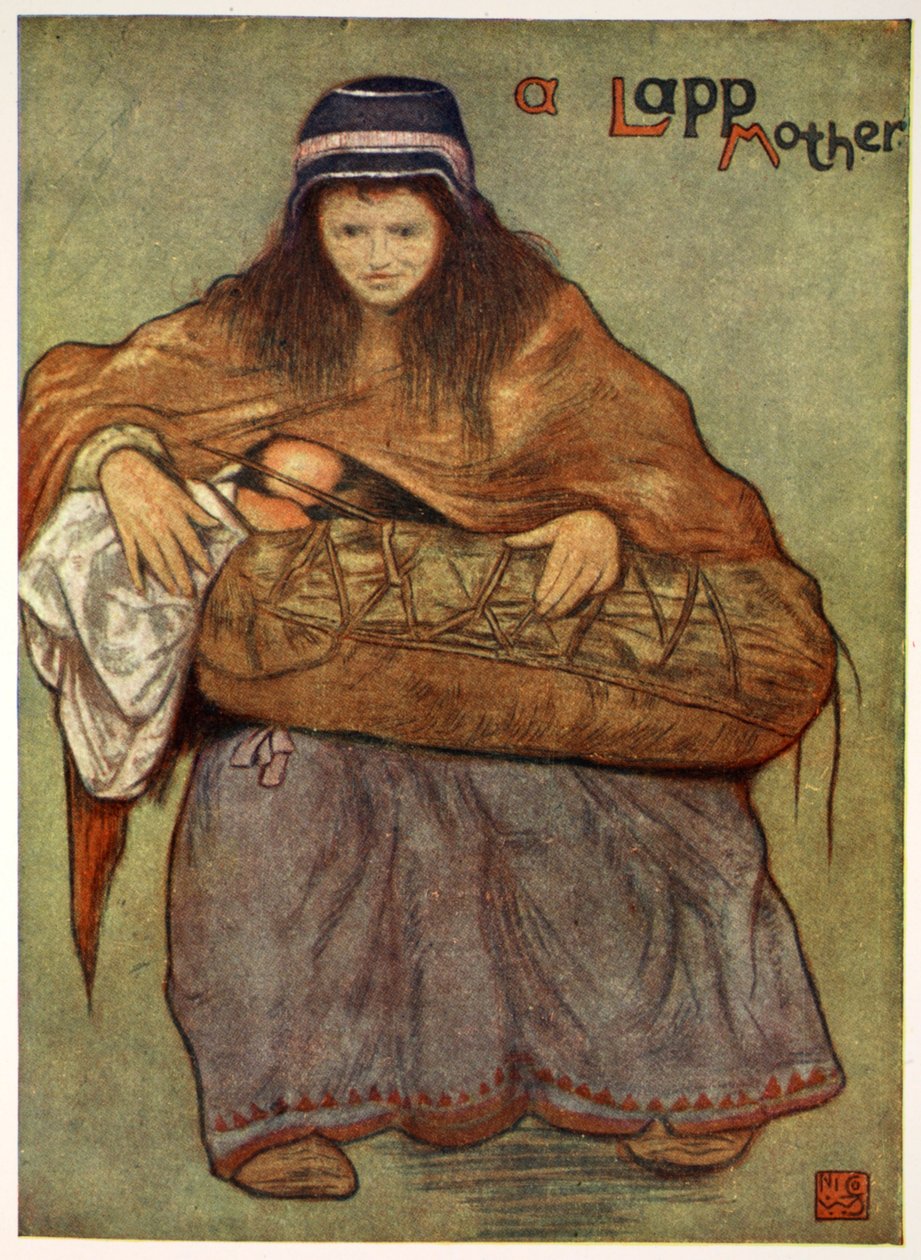 Lappalainen äiti ja lapsi, 1905 tekijältä Nico Jungman