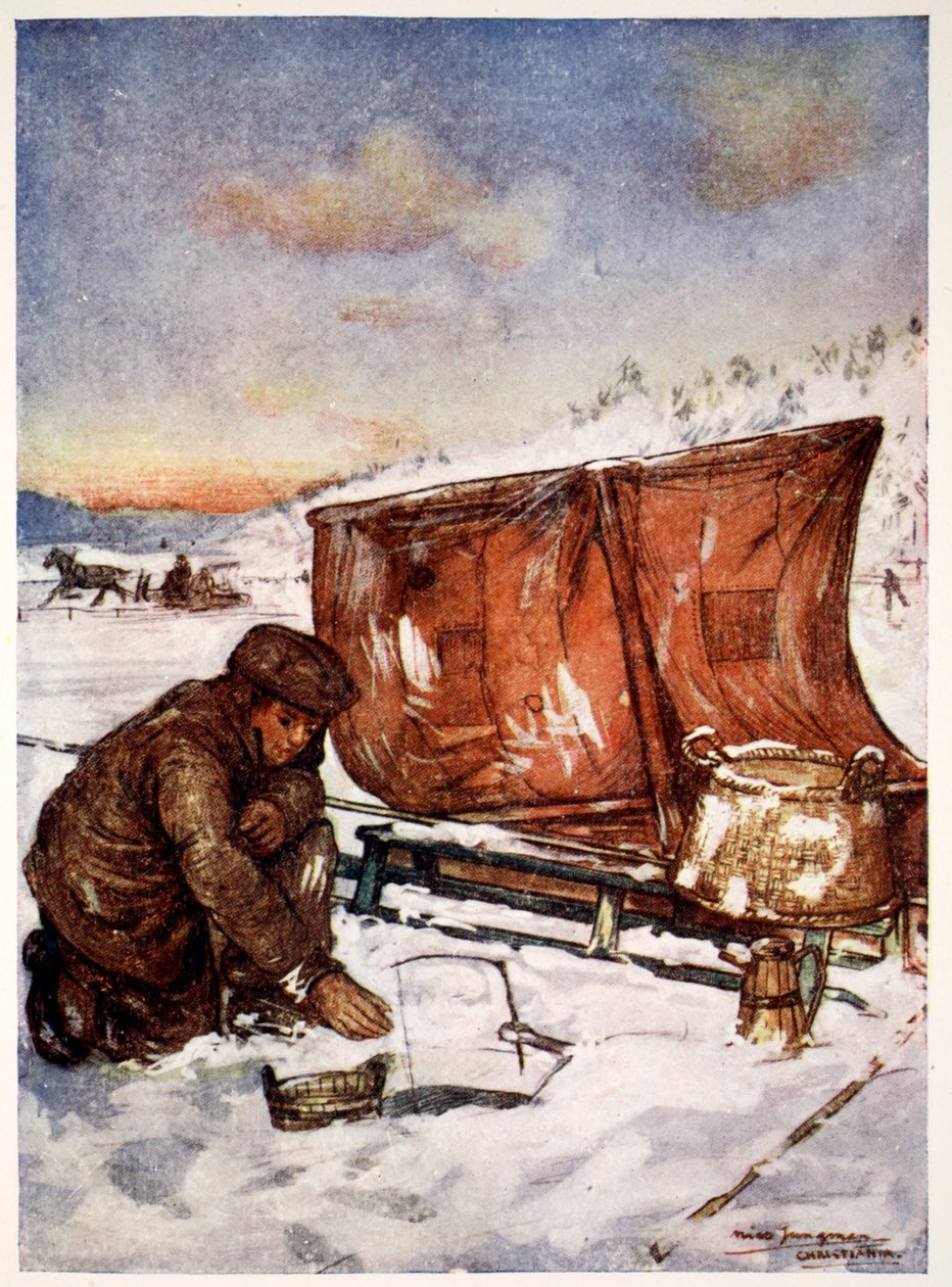 Kalastus jään läpi Christiania Fjordilla, 1905 tekijältä Nico Jungman